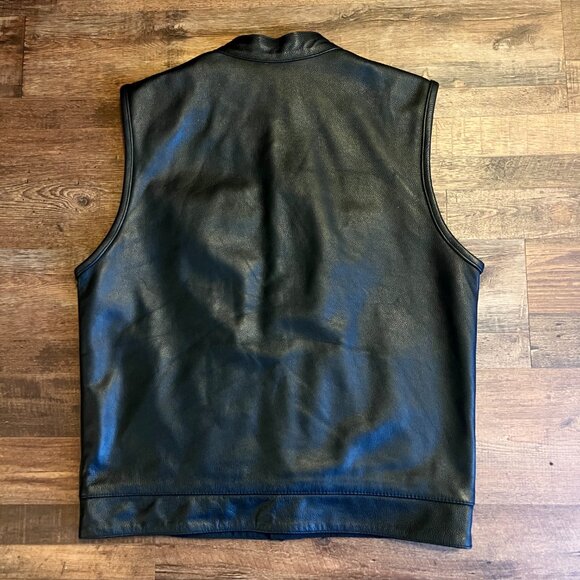 Street & Steel Leather Vest Mens Black Motorcycle Biker Size Large - Picture 5 of 11